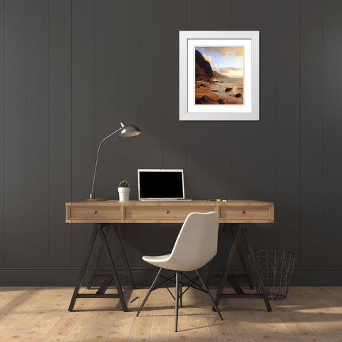 Hawaii, Kauai Waves on the Na Pali Coast White Modern Wood Framed Art Print with Double Matting by Talbot Frank, Christopher