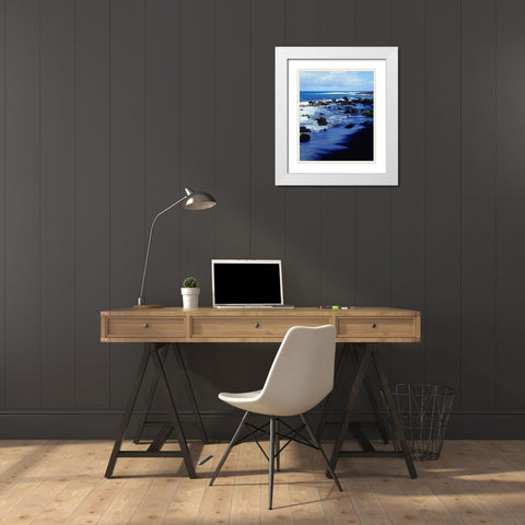 Hawaii Waves breaking on a black sand beach White Modern Wood Framed Art Print with Double Matting by Talbot Frank, Christopher