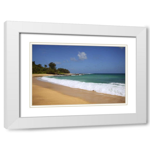 USA, Hawaii, Kauai Wave breaks on deserted beach White Modern Wood Framed Art Print with Double Matting by Flaherty, Dennis