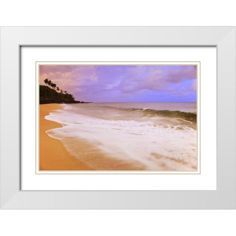USA, Hawaii, Kauai Morning on Secret Beach White Modern Wood Framed Art Print with Double Matting by Flaherty, Dennis