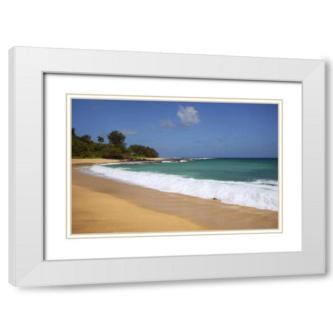 USA, Hawaii, Kauai Scenic of Secret Beach White Modern Wood Framed Art Print with Double Matting by Flaherty, Dennis