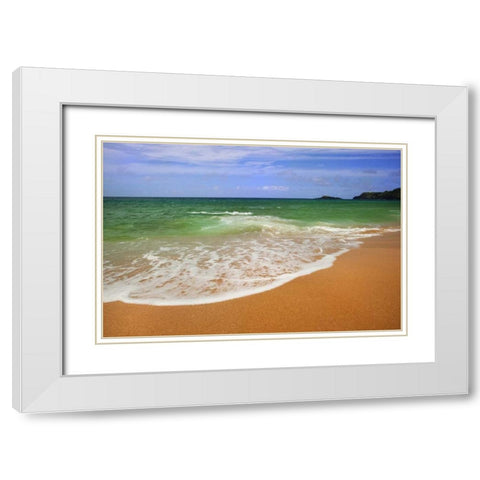 USA, Hawaii, Kauai Scenic of Secret Beach White Modern Wood Framed Art Print with Double Matting by Flaherty, Dennis