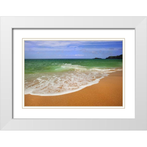 USA, Hawaii, Kauai Scenic of Secret Beach White Modern Wood Framed Art Print with Double Matting by Flaherty, Dennis