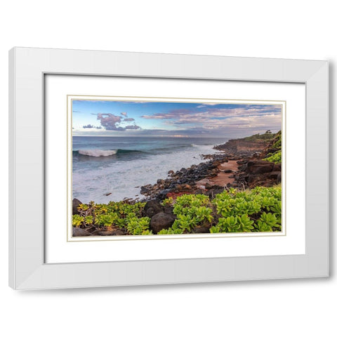 Paliku aka Donkey Beach in Kealia in Kauai-Hawaii-USA White Modern Wood Framed Art Print with Double Matting by Haney, Chuck