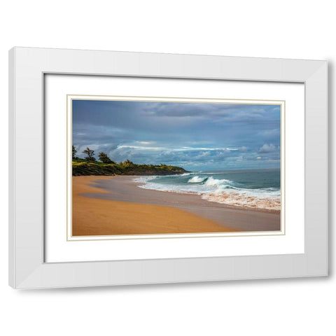 Paliku aka Donkey Beach in Kealia in Kauai-Hawaii-USA White Modern Wood Framed Art Print with Double Matting by Haney, Chuck