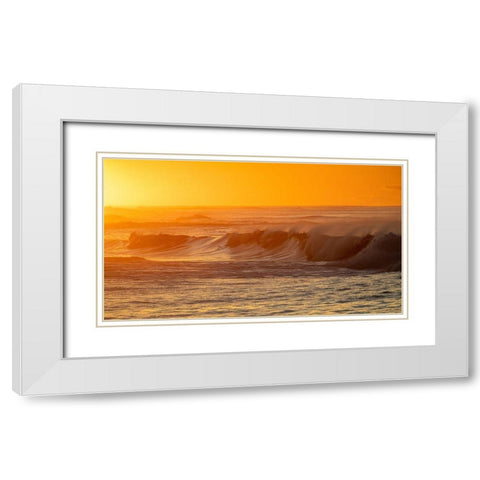 Incoming surf waves at sunrise near Poipu in Kauai-Hawaii-USA White Modern Wood Framed Art Print with Double Matting by Haney, Chuck