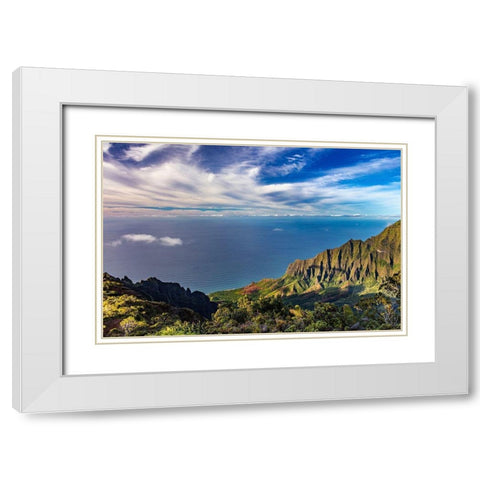 The Napali Coast Wilderness at Kokee State Park in Kauai-Hawaii-USA White Modern Wood Framed Art Print with Double Matting by Haney, Chuck