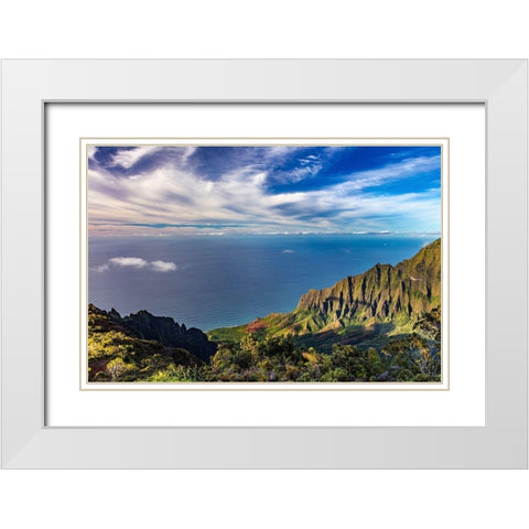 The Napali Coast Wilderness at Kokee State Park in Kauai-Hawaii-USA White Modern Wood Framed Art Print with Double Matting by Haney, Chuck