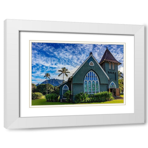 Historic Waioli Huiia Church in Hanalei in Kauai-Hawaii-USA White Modern Wood Framed Art Print with Double Matting by Haney, Chuck