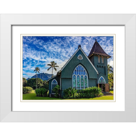 Historic Waioli Huiia Church in Hanalei in Kauai-Hawaii-USA White Modern Wood Framed Art Print with Double Matting by Haney, Chuck