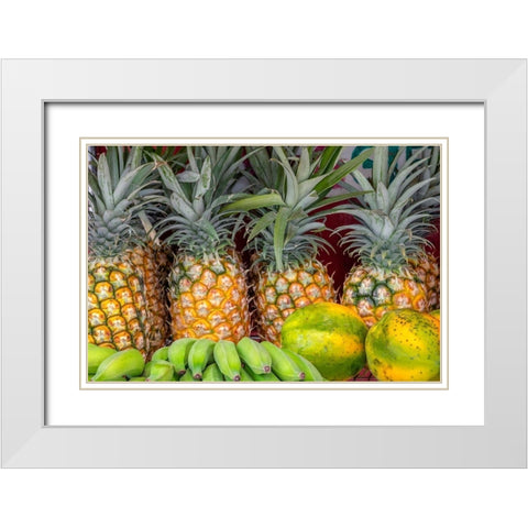 Fresh fruit at the market-Kauai-Hawaii-USA White Modern Wood Framed Art Print with Double Matting by Engelbrecht, Jim