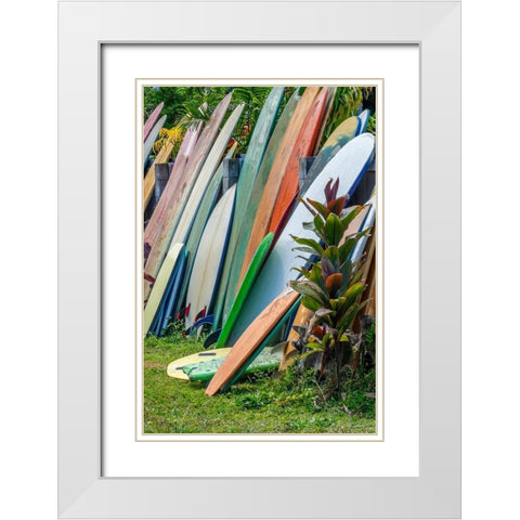 Surfboards and bodyboards-Kauai-Hawaii-USA White Modern Wood Framed Art Print with Double Matting by Engelbrecht, Jim