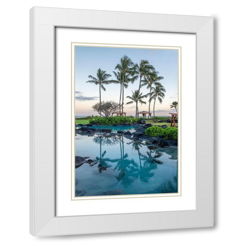 Oceanfront resort-landscape-Kauai-Hawaii-USA White Modern Wood Framed Art Print with Double Matting by Engelbrecht, Lisa S.