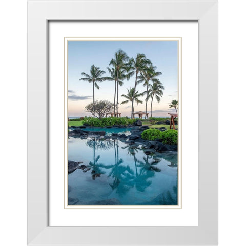 Oceanfront resort-landscape-Kauai-Hawaii-USA White Modern Wood Framed Art Print with Double Matting by Engelbrecht, Lisa S.
