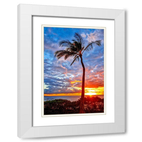 Sunset on Wailea Beach-Maui-Hawaii-USA White Modern Wood Framed Art Print with Double Matting by Engelbrecht, Lisa S.