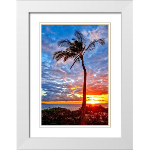 Sunset on Wailea Beach-Maui-Hawaii-USA White Modern Wood Framed Art Print with Double Matting by Engelbrecht, Lisa S.