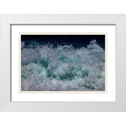 Waves foaming and bubbling when they hammer the sandy beach at Sunset Beach White Modern Wood Framed Art Print with Double Matting by Norring, Tom
