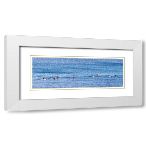 Canoe Club exercising-Waikiki-Oahu-Hawaii White Modern Wood Framed Art Print with Double Matting by Norring, Tom