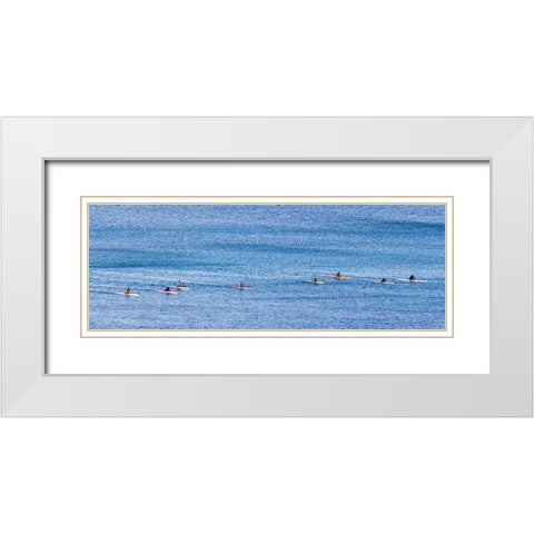 Canoe Club exercising-Waikiki-Oahu-Hawaii White Modern Wood Framed Art Print with Double Matting by Norring, Tom