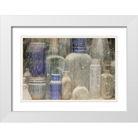 Idaho, Idaho City Dusty bottles in window White Modern Wood Framed Art Print with Double Matting by Paulson, Don