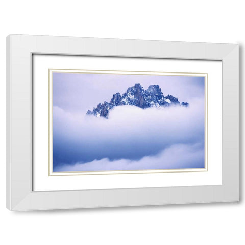 Idaho, Sawtooth Range Mountain peaks wtih clouds White Modern Wood Framed Art Print with Double Matting by Flaherty, Dennis