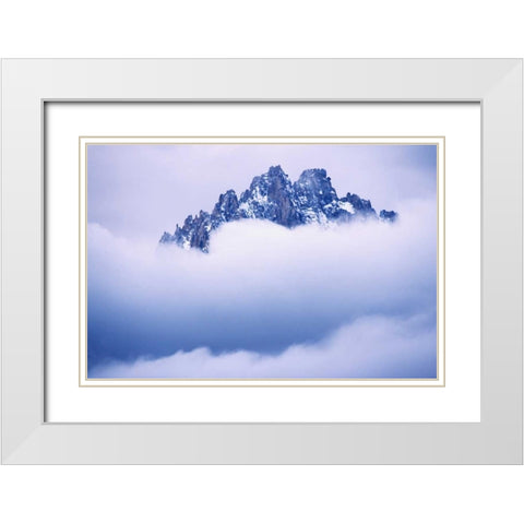 Idaho, Sawtooth Range Mountain peaks wtih clouds White Modern Wood Framed Art Print with Double Matting by Flaherty, Dennis