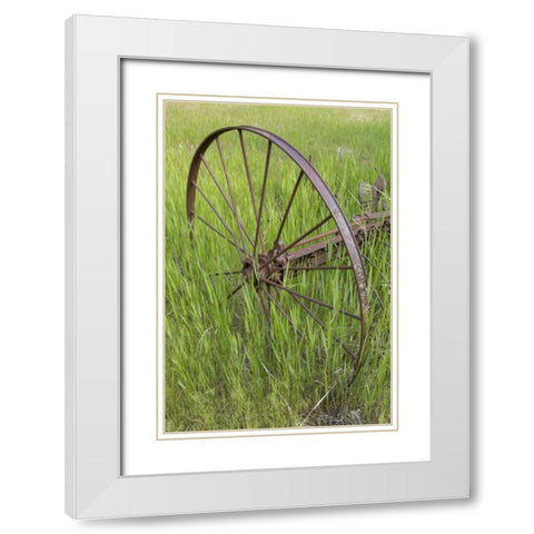 Idaho Abandoned farm equipment White Modern Wood Framed Art Print with Double Matting by Grall, Don