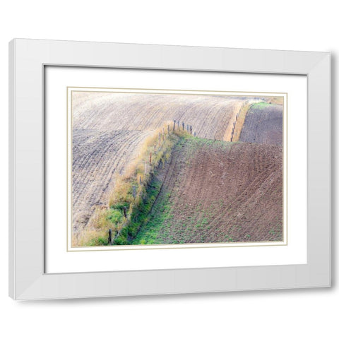 Idaho-fence line and rolling hills near Cottonwood Highway 95 White Modern Wood Framed Art Print with Double Matting by Gulin, Sylvia