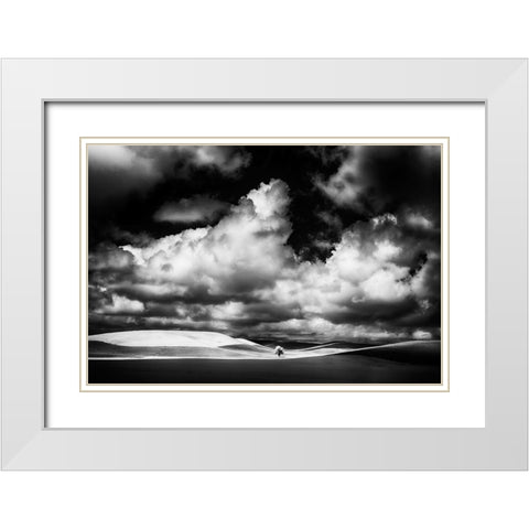 USA-Idaho-Palouse Country-Small tree in wheat field with Running light White Modern Wood Framed Art Print with Double Matting by Eggers, Terry