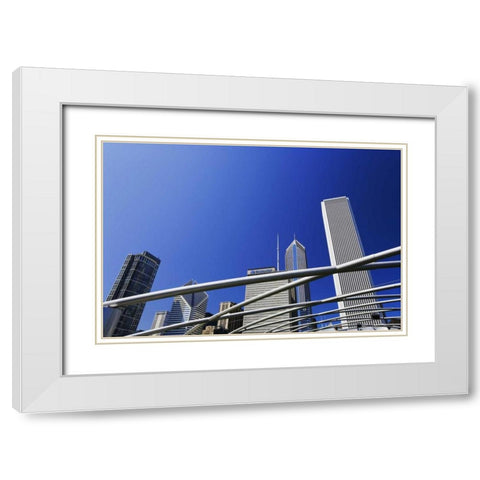 IL, Chicago Pipes over Jay Pritzker Pavilion White Modern Wood Framed Art Print with Double Matting by Flaherty, Dennis