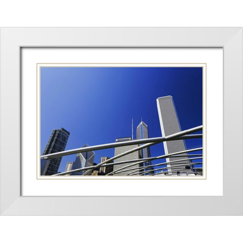 IL, Chicago Pipes over Jay Pritzker Pavilion White Modern Wood Framed Art Print with Double Matting by Flaherty, Dennis
