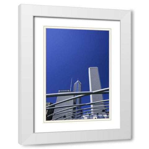 IL, Chicago Pipes over Jay Pritzker Pavilion White Modern Wood Framed Art Print with Double Matting by Flaherty, Dennis