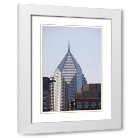 Illinois, Chicago Skyscrapers in downtown White Modern Wood Framed Art Print with Double Matting by Flaherty, Dennis