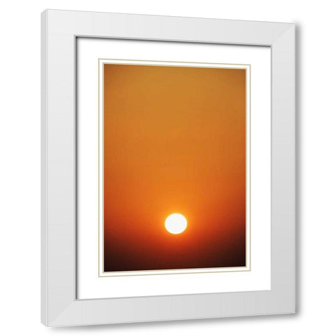 Illinois, Chicago Sunrise above Lake Michigan White Modern Wood Framed Art Print with Double Matting by Flaherty, Dennis