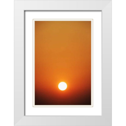 Illinois, Chicago Sunrise above Lake Michigan White Modern Wood Framed Art Print with Double Matting by Flaherty, Dennis