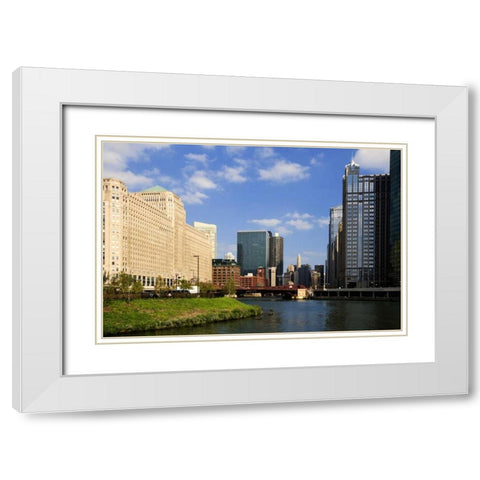 Illinois, Chicago Merchandise Mart in downtown White Modern Wood Framed Art Print with Double Matting by Flaherty, Dennis