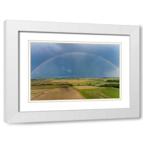 Rainbow after storm-Marion County-Illinois White Modern Wood Framed Art Print with Double Matting by Day, Richard and Susan