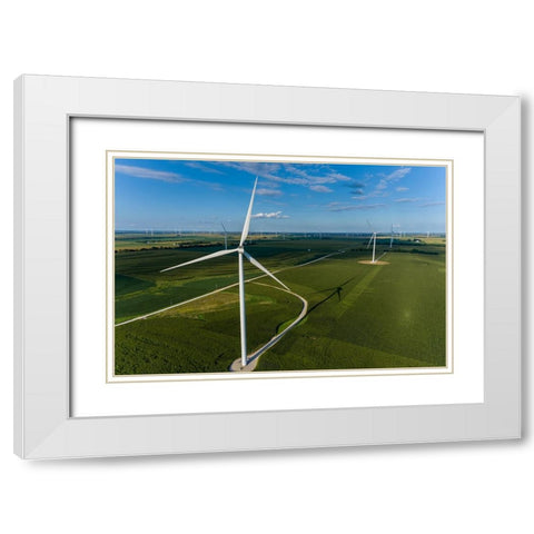 Windmill farm-Macon County-Illinois White Modern Wood Framed Art Print with Double Matting by Day, Richard and Susan