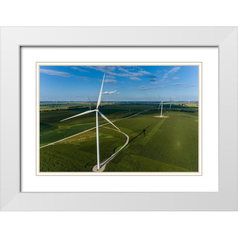 Windmill farm-Macon County-Illinois White Modern Wood Framed Art Print with Double Matting by Day, Richard and Susan