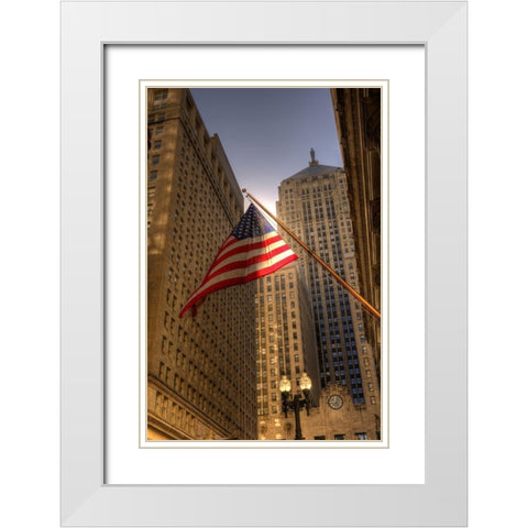 LaSalle street in downtown Chicago Illinois White Modern Wood Framed Art Print with Double Matting by SMO