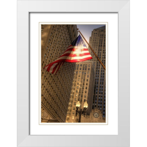LaSalle street in downtown Chicago Illinois White Modern Wood Framed Art Print with Double Matting by SMO