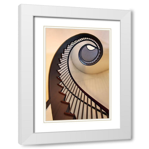 Spiral stairway-Shaker Village of Pleasant Hill-Kentucky White Modern Wood Framed Art Print with Double Matting by Jones, Adam