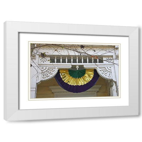 Louisiana, New Orleans, A Mardi Gras decoration White Modern Wood Framed Art Print with Double Matting by Noble Gardner, Nancy