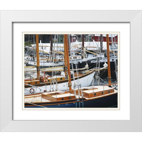 USA, Maine, Camden Sailboats in harbor White Modern Wood Framed Art Print with Double Matting by Terrill, Steve