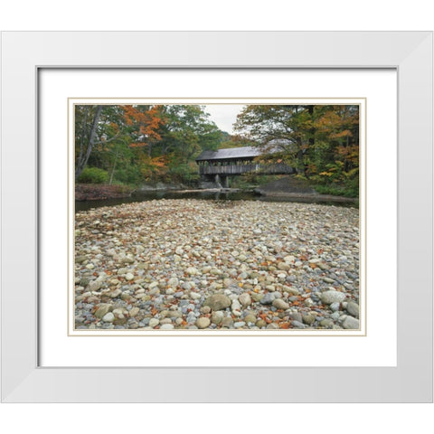 ME, Oxford Co, Sunday River Covered Bridg White Modern Wood Framed Art Print with Double Matting by Terrill, Steve