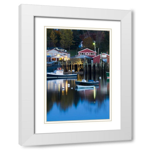 USA, Maine, Bernard Bernard harbor at twilight White Modern Wood Framed Art Print with Double Matting by Rotenberg, Nancy