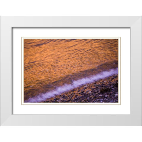 ME, Phippsburg Sunrise reflected in the surf White Modern Wood Framed Art Print with Double Matting by Clemons, Kathleen