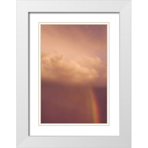 ME, Harpswell Rainbow through a stormy sky White Modern Wood Framed Art Print with Double Matting by Clemons, Kathleen