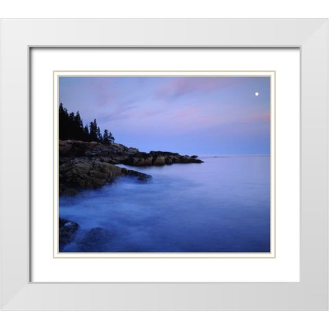 USA, Maine Acadia NP Moonrise over the Atlantic White Modern Wood Framed Art Print with Double Matting by Talbot Frank, Christopher