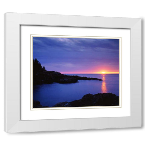 Maine Acadia NP Sunrise over the Atlantic White Modern Wood Framed Art Print with Double Matting by Talbot Frank, Christopher